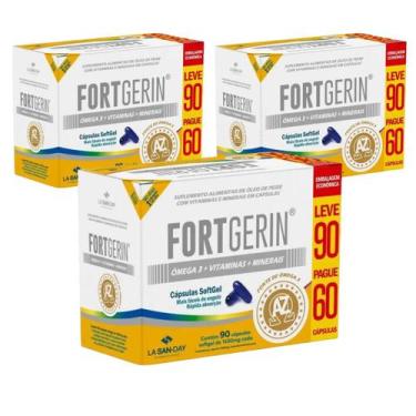 Imagem de Kit 3 Fortgerin Ômega3 Vitaminas L90p60 Cps - La San-Day