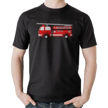 Imagem de Camiseta Algodão Caminhão de Bombeiro - Foca na Moda, Preto, GG