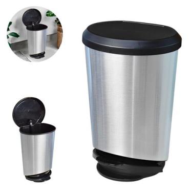 Imagem de Lixeira cesto de lixo com pedal com tampa para banheiro cozinha escrit