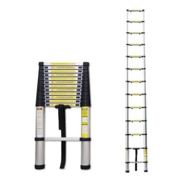 Imagem de Escada Telescópica De Alumínio Multifuncional 13 Degraus - Lumi, Prata