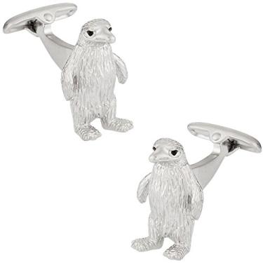 Imagem de Abotoaduras de pinguim prata com olhos Swarovski e caixa de apresentação Cuff-Daddy