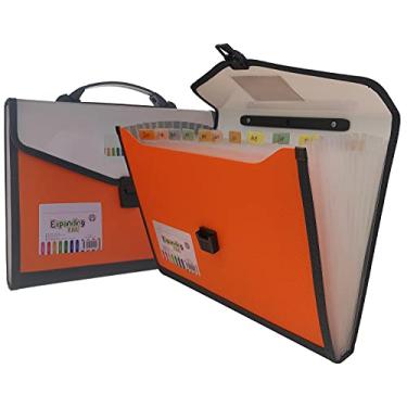 Imagem de Pasta de arquivo expansível com etiquetas, pasta de arquivo sanfonada de 13 bolsos, pasta de arquivo expansível com zíper, pasta acordeão de papel letra A4, 1 pacote