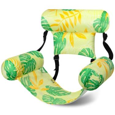 Imagem de Sonwyoung Flutuadores infláveis de piscina, cadeiras flutuantes para adultos, macarrão de piscina, para uso pesado, plantas tropicais, estampa divertida, cadeira flutuante para verão, praia, praia