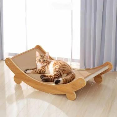 Imagem de Genérico - Cama Arranhador para Gatos | Madeira e Sisal | Tapete Arranhador e Cama de Gato de Sisal Multifuncional para Gatos, Resistente ao Desgaste (L: 50X32cm)