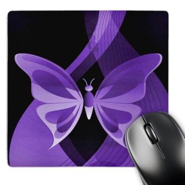 Imagem de 3dRose LLC Mouse pad 20 x 20 x 0,63 cm, uma grande borboleta roxa em fundo abstrato (mp_101431_1)