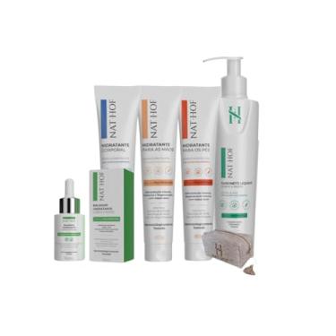 Imagem de Kit SOS Pele Sensível e Fragilizada NAT HOF (6 peças) | Creme Hidratante Corporal, Creme Mãos, Creme Pés, Bálsamo Facial e Sabonete Líquido