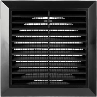 Imagem de Grade de ventilação preta de 5" polegadas - Uso interno/externo - (flange 4,9" Ø/tampa 17 x 17 cm) - grelha de ventilação de ar - capô de exaustão - Disponível em 3 tamanhos / 4 cores.