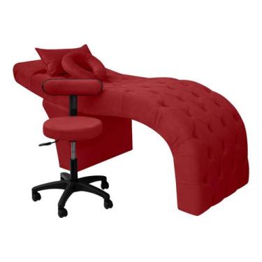 Imagem de Maca com Mocho Para Estética Facial Cílios E Sobrancelhas Veludo - SOF