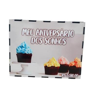Imagem de Cofre Deafio Sonhos Meu Aniversário Junte 5 Mil Para Sua Festa em MDF 