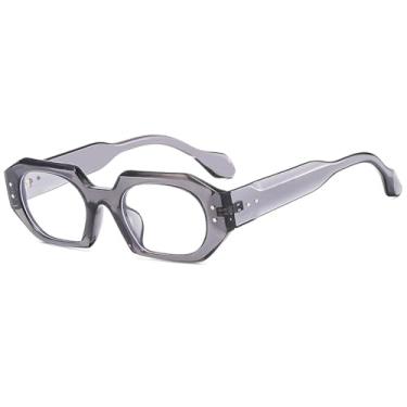 Imagem de Óculos de sol retrô Óculos de sol pernas largas Óculos anti luz azul (cinza transparente)