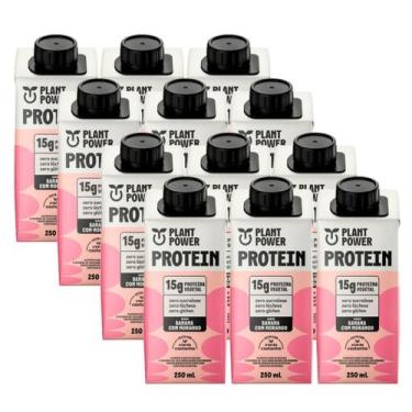 Imagem de 12x Bebida Vegetal 15g Protein Plant Power Banana e Morango 250ml, Ban
