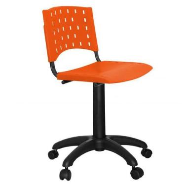 Imagem de Cadeira Giratória Fixa Plástica Laranja - ULTRA Móveis - Ultra Móveis 