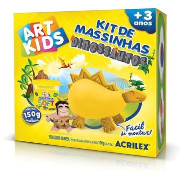 Imagem de Massa Para Modelar Criativa Art Kids Dinossauro 3 Amarelo Acrilex