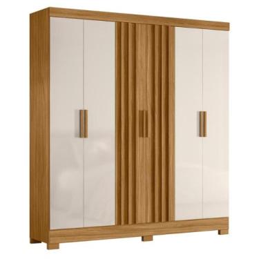 Imagem de Roupeiro Ripado 6 Portas Cairo Freijó Off White - CasaH