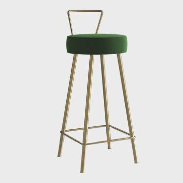 Imagem de Banqueta Alta Com Encosto Tais Eiffel Cozinha Bar Bistrô Ferro Dourado Suede Verde Musgo - Ahazzo Móveis