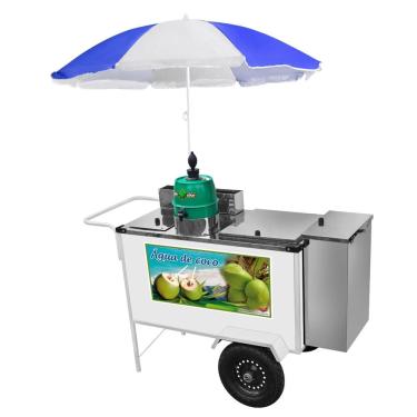Imagem de Carrinho de Água de Coco com Guarda Sol e Rodas Pneumáticas