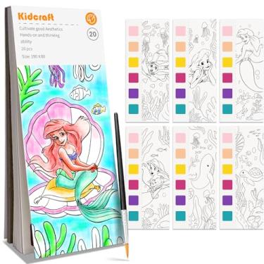 Imagem de Kidcraft Livros de colorir com tinta com água para crianças, kit de pintura em aquarela sem bagunça, conjunto de pintura de aquarela, artes e artesanato, presente para meninas de 4 a 5 a 7 8 anos ou