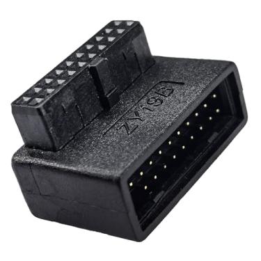 Imagem de WLGQ Adaptador de extensão USB 3.0 ângulo reto 90 graus 19/20 pinos macho para fêmea conector de placa mãe para gerenciamento simplificado de cabos e montagem de PC sem esforço (B)