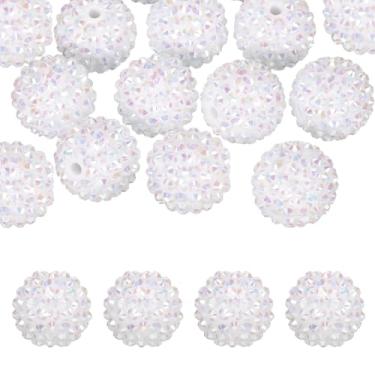 Imagem de PATIKIL Contas de strass de resina de 20 mm para caneta com contas, pacote com 10 bolas de discoteca brilhantes em pedaços redondos de chiclete para chaveiro com contas para fazer joias, artesanato