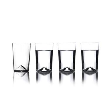Imagem de Sempli Conjunto de 4 copos Monti Aqua - Copos de água soprados à mão elegantes, copos de coquetel, cristal sem chumbo, empilháveis, leves, duráveis, projetados artesanalmente - 340 g