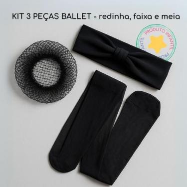 Imagem de Kit Meia Calça Fina Faixa e Redinha de Ballet para Cabelo - Magic Sky,