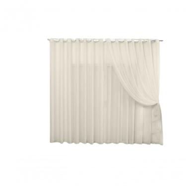 Imagem de Cortina 6,00x2,50 Sala Quarto Cozinha Varão Voil Duplo Cor:pérola