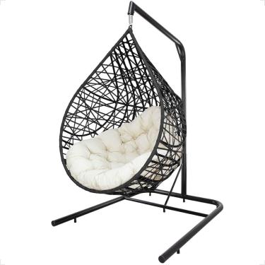 Imagem de Balanço Suspenso Ninho Gota Com Mola, Mosquetão E Suporte Para Terraço - Preto A1
