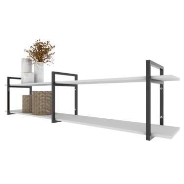 Imagem de Rack Prateleira Industrial Home Parede Hack Bancada Rack Rak Branco Off White