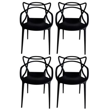 Imagem de Kit Com 4 Cadeiras Aviv Estrutura Em Polipropileno Fratini Preto