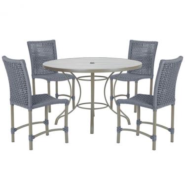 Imagem de Mesa Ascoli 4 Cadeiras Cannes De Alumínio Fendi Trama Prata