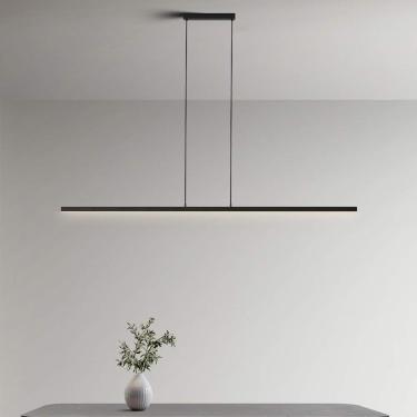 Imagem de Lustre linear de LED moderno, luzes de ilha de led de metal black metal suspenso lâmpada de lâmpada 3000k/6000k temperatura de cor ajustável Iluminação pendente linear para sala de jantar me