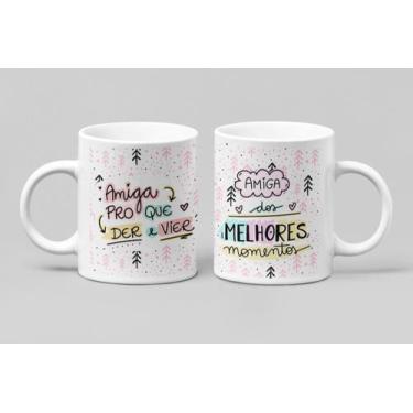 Imagem de Caneca Cerâmica Branca Amiga Pro que Der e Vier - Caneca Amarela