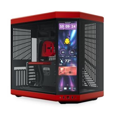 Imagem de Hyte Y70 Touch Infinite Black Cherry, Gabinete Gamer Mid Tower, Tela Touch 4K 14,1", Vidro Temperado, Preto e Vermelho