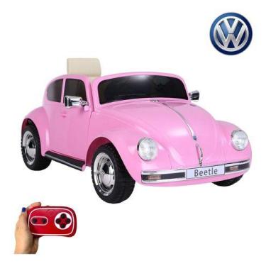 Imagem de Mini Carro Elétrico Infantil Volkswagen Beetle Fusca Rosa 6v - Importw