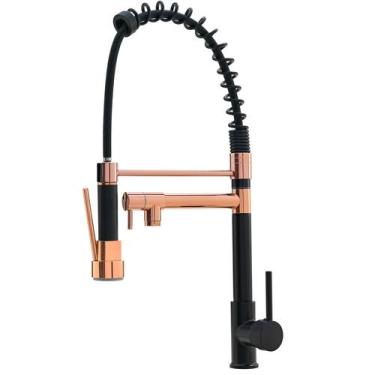 Imagem de Torneira Cozinha Gourmet Monocomando Extensor Preta Rosê - Kparts Impo