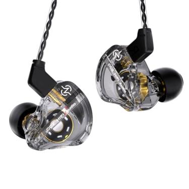 Imagem de CCZ DC01 PRO Fones de ouvido intra-auriculares Ultrastrong Bass Edition Gaming Earbuds com ajuste profissional em forma de V cabo IEMS 4N OFC para músicos/cantores/audiófilos (sem microfone, preto)
