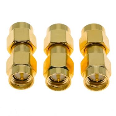 Imagem de Conector de antena SMA FPV de 3 peças, adaptador de acoplador SMA macho para macho para FPV, antenas, rádio amador, rádio de antena