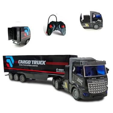 Imagem de Caminhão de Controle Remoto Grande Carreta Truck se Move todas as Direções Com Luz na Cabine Preto Carrinho Well Kids