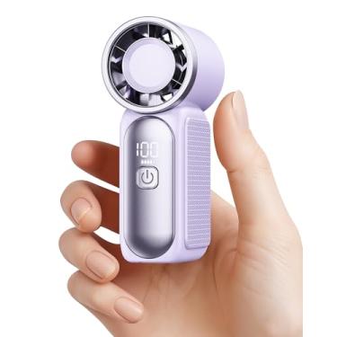 Imagem de Gaiatop Super mini ventilador portátil portátil, ventilador turbo pessoal de 3,5 polegadas, 16900 RPM 6 velocidades, vento forte, visor de LED, bateria recarregável por USB para viagens ao ar livre