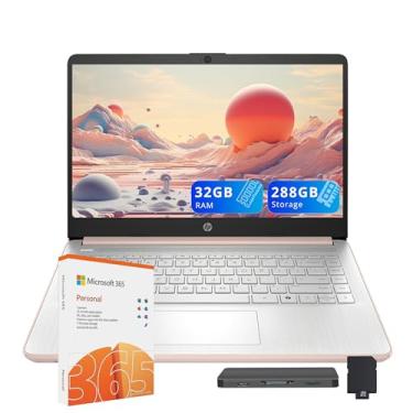 Imagem de HP Laptop HD Student&Business de 35.6 cm, CPU Intel N150 (Beats i3-1115G4), 32 GB de RAM, 288 GB de armazenamento (UFS de 128 GB + conjunto de ancoragem de 160 GB), W/1 ano Office 365 e AI-Copilot