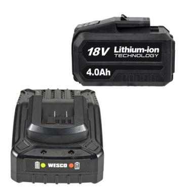 Imagem de Bateria 4ah Wesco + Carregador Rápido 18v Bivolt Indicador Carga Esmer