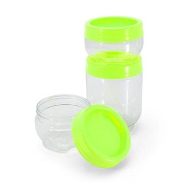 Imagem de Kit 3 Potes Organizadores 155ml + 155ml + 380ml Gire e Trave Empilha F