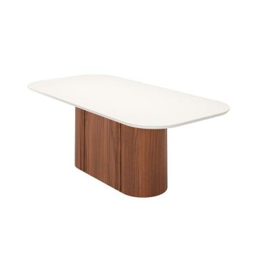 Imagem de Mesa de Jantar Retangular com Tampo de Vidro Off White Kalina Canela 219 cm
