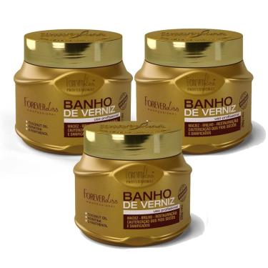 Imagem de Kit 03 Mascara Banho de Verniz Forever Liss 250g 