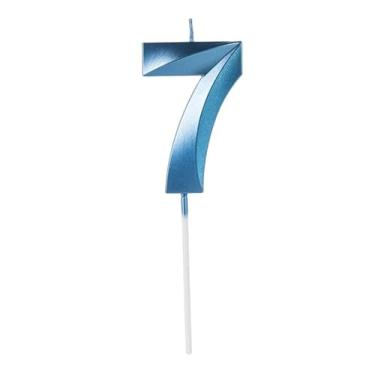 Imagem de Vela de Aniversario Design Azul Perolizada (Numero 7)