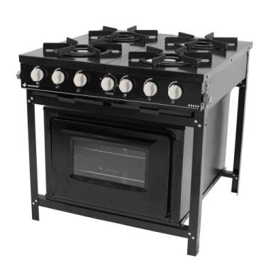 Imagem de Fogão Profissional 4 Bocas Venâncio Bravo Preto com Forno