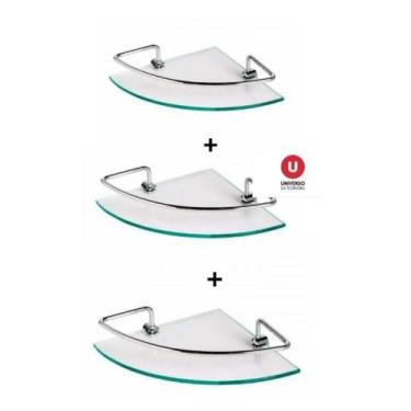 Imagem de Kit 3 Unidades Porta Shampoo De Canto Com Haste Alumínio Polido - Univ