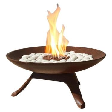 Imagem de Lareira Portátil Ferro Fundido com Fogareiro Uso Externo Interno - Nos