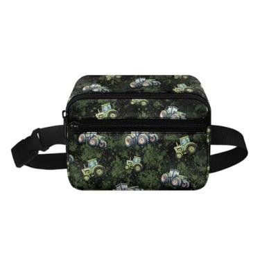 Imagem de Kuiaobaty Pochete infantil para meninos e crianças, bolsa de cinto para meninos com cinto ajustável, mochila de cintura infantil para meninos pequenos, Trator verde de desenho animado, Mochilas de