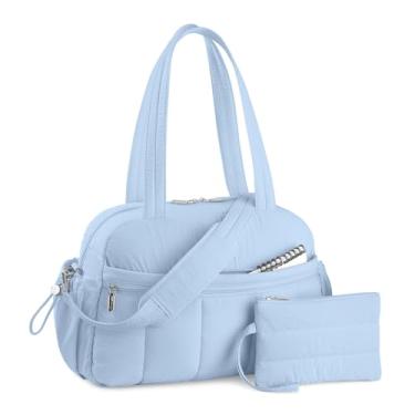 Imagem de TOPDesign Bolsa esportiva de viagem para mulheres, bolsa de ginástica acolchoada com bolso molhado, para viagem de fim de semana com manga de bagagem, Azul oceano, Large, Casual
